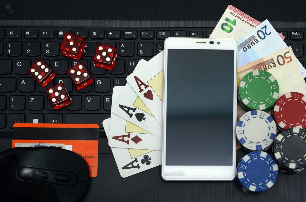 online casino games concept computer and smart phone